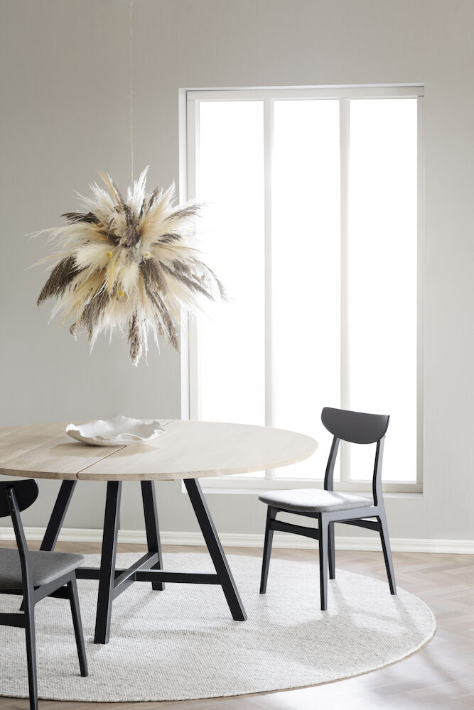 CARRADALE Esstisch Weiß pigmentiert/Schwarz A-Beine 150x150x75cm - ZEN ZONE