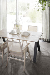 CARRADALE Esstisch Weiß pigmentiert/Schwarz 170x100x75cm - ZEN ZONE