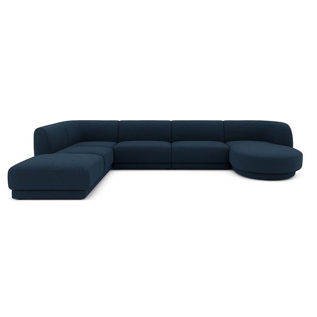Miley 6-Sitzer Panorama-Sofa Links mit Bezug aus Samt oder Boucle, 330x255 cm - ZEN ZONE Furniture
