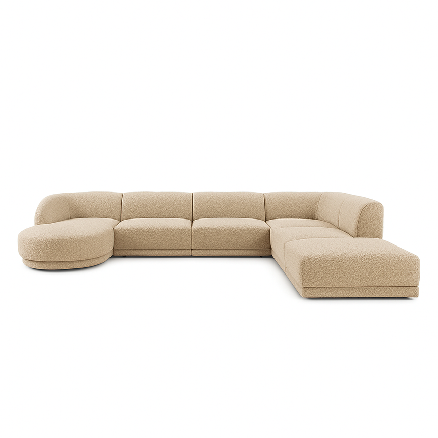Miley 6-Sitzer Panorama-Sofa Rechts mit Bezug aus Samt oder Boucle, 330x255 cm - ZEN ZONE Furniture