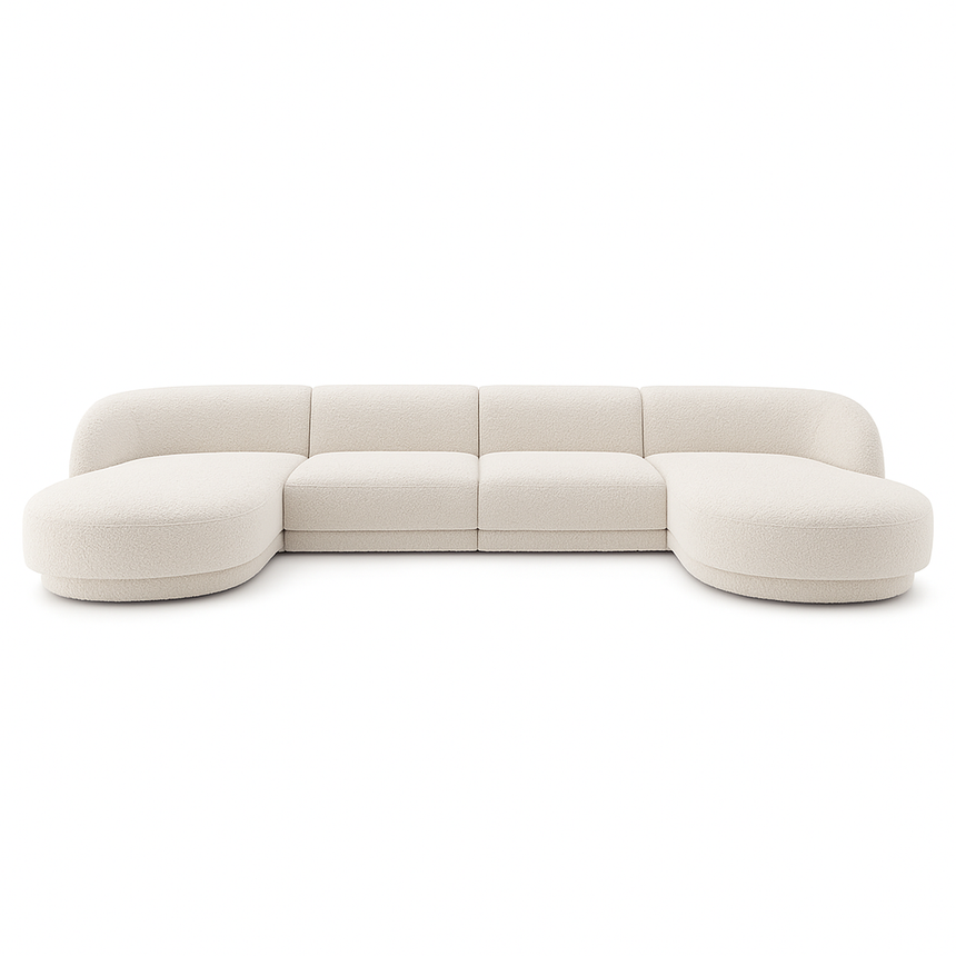 Miley 5-Sitzer Panorama-Sofa mit Bezug aus Samt oder Boucle, 330x156 cm - ZEN ZONE Furniture