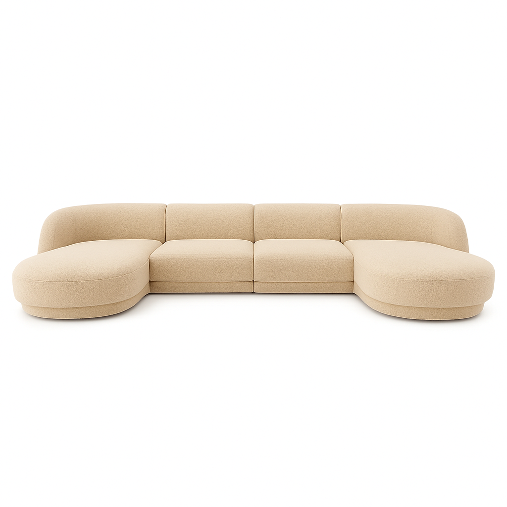 Miley 5-Sitzer Panorama-Sofa mit Bezug aus Samt oder Boucle, 330x156 cm - ZEN ZONE Furniture