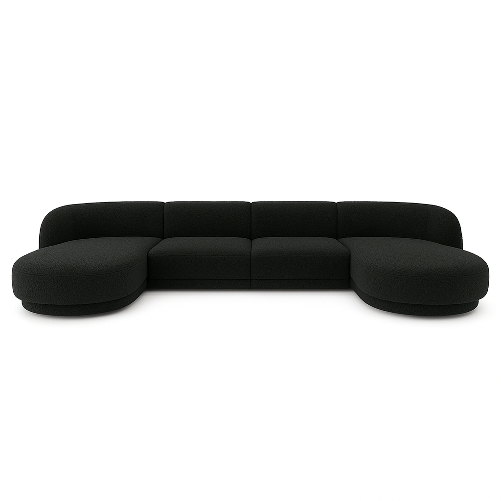 Miley 5-Sitzer Panorama-Sofa mit Bezug aus Samt oder Boucle, 330x156 cm - ZEN ZONE Furniture