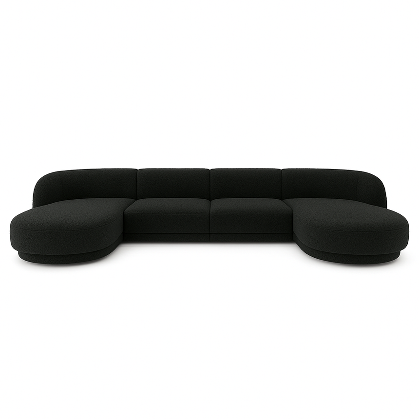 Miley 5-Sitzer Panorama-Sofa mit Bezug aus Samt oder Boucle, 330x156 cm - ZEN ZONE Furniture