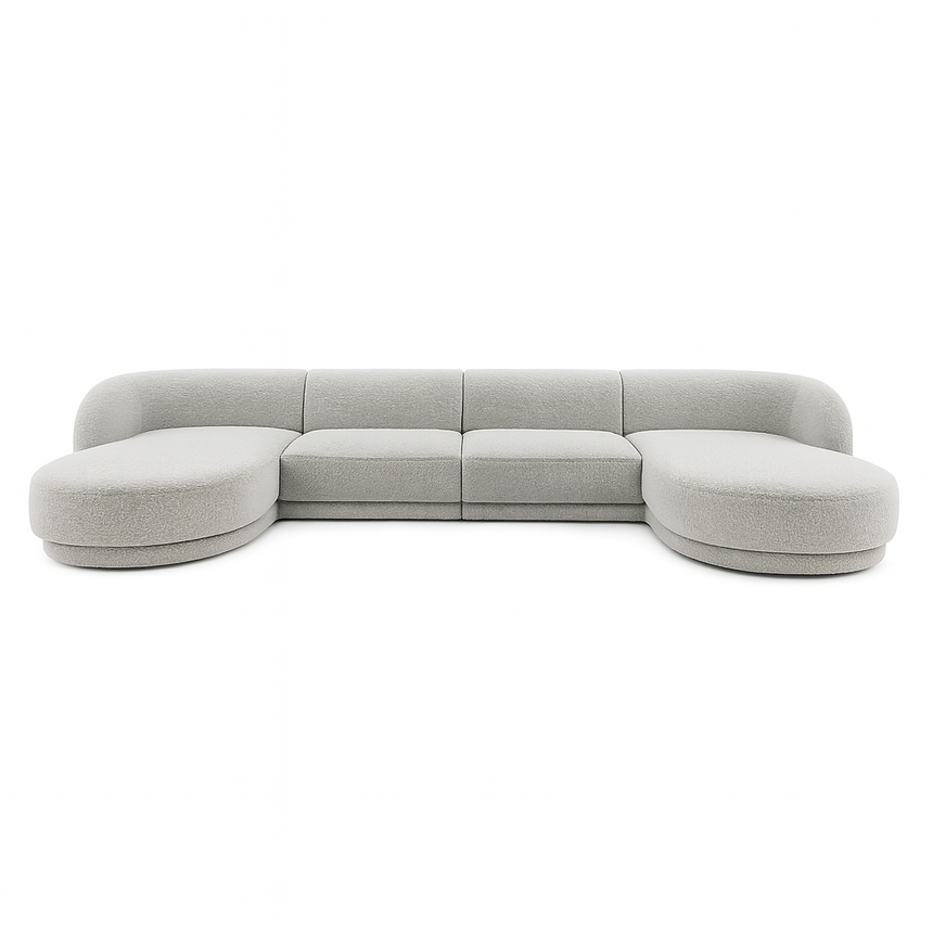 Miley 5-Sitzer Panorama-Sofa mit Bezug aus Samt oder Boucle, 330x156 cm - ZEN ZONE Furniture