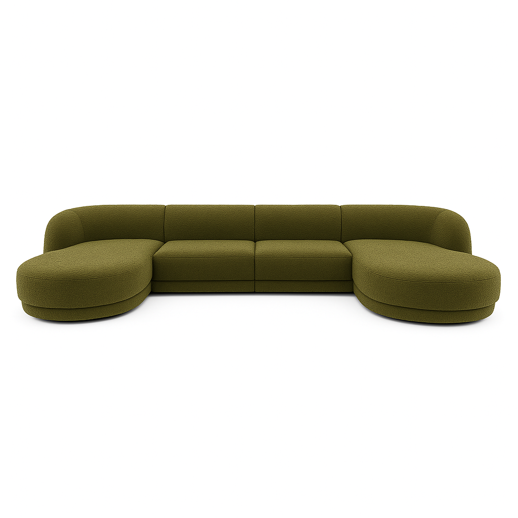 Miley 5-Sitzer Panorama-Sofa mit Bezug aus Samt oder Boucle, 330x156 cm - ZEN ZONE Furniture