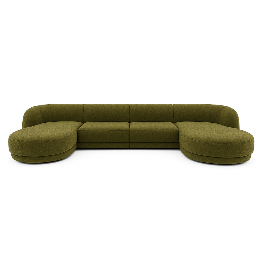 Miley 5-Sitzer Panorama-Sofa mit Bezug aus Samt oder Boucle, 330x156 cm - ZEN ZONE Furniture