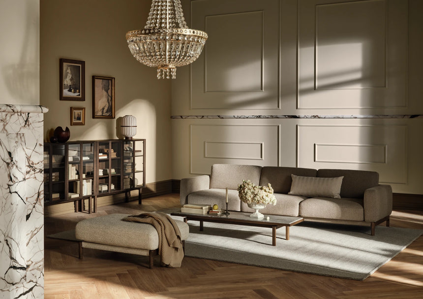 Cana Glas-Highboard mit 4 Türen, aus Eiche, geölt