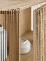 Cord Highboard, aus Eiche, geölt, Ausführung mit Cord, 90x45 cm