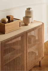 Buffet Cord, en chêne, huilé, finition avec cordage, 168x45 cm