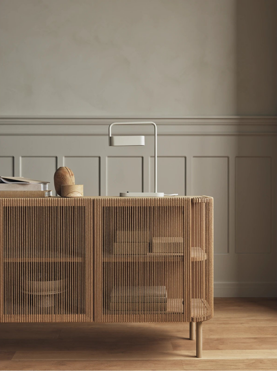 Buffet Cord, en chêne, huilé, finition avec cordage, 168x45 cm