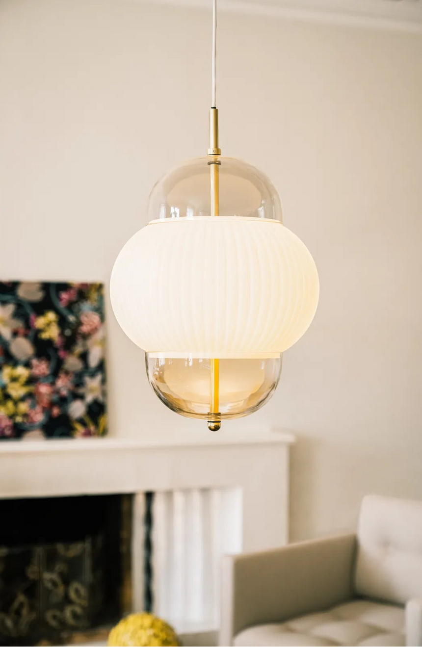 Suspension Shahin XL en verre soufflé bouche et laiton