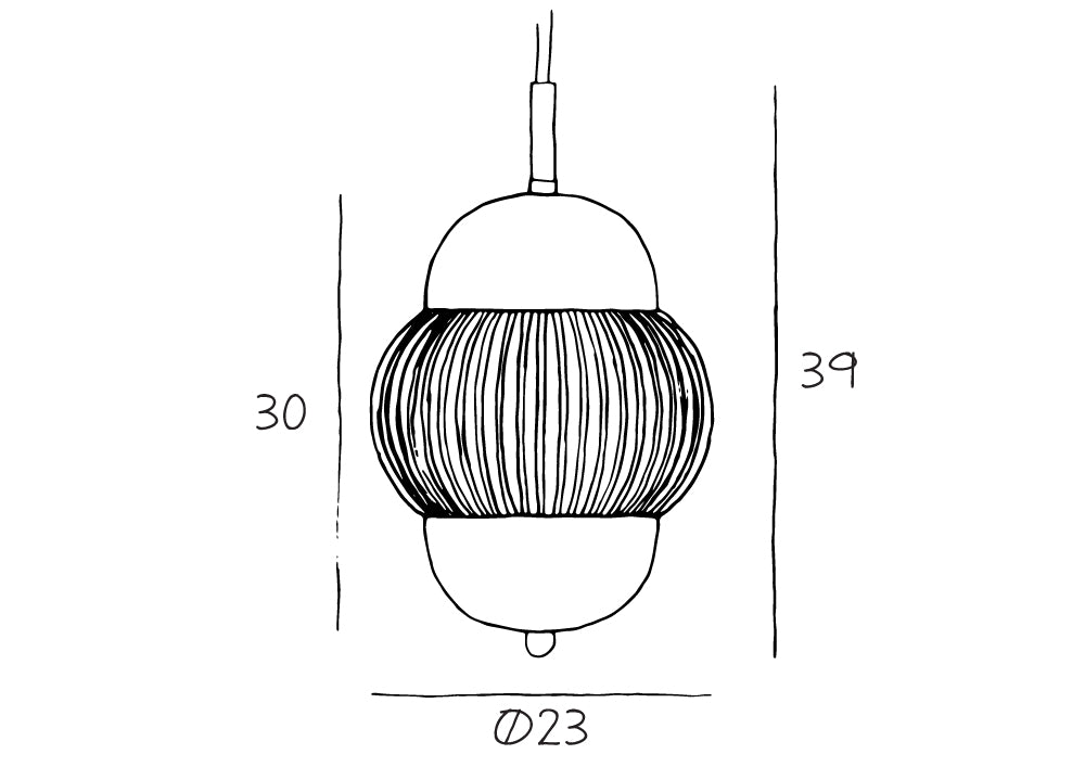 Shahin hanging lamp made of hand-blown glass and brass