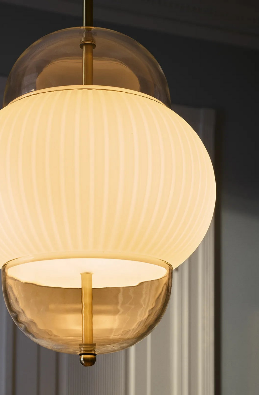 Suspension Shahin XL en verre soufflé bouche et laiton