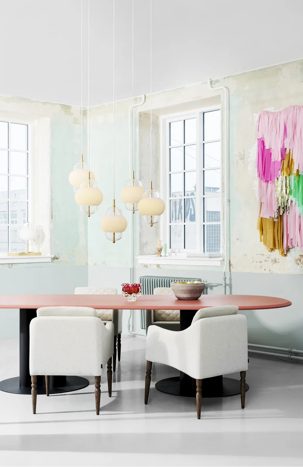 Shahin hanging lamp made of hand-blown glass and brass