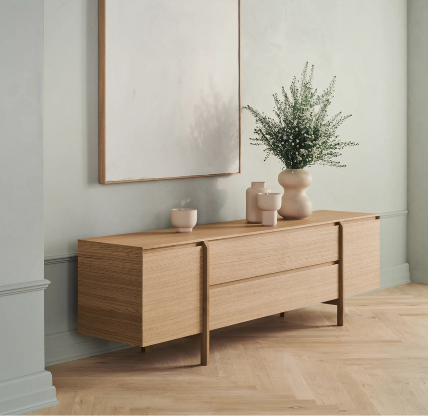 Daia Sideboard with Drawers, oak, oiled, 180x50.5 cm