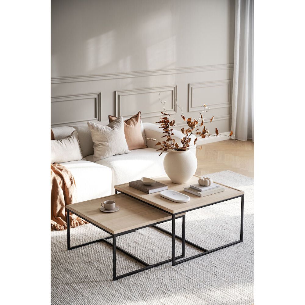 DEERFIELD Couchtisch Weiß pigmentiert/Schwarz 70x70x40cm - ZEN ZONE