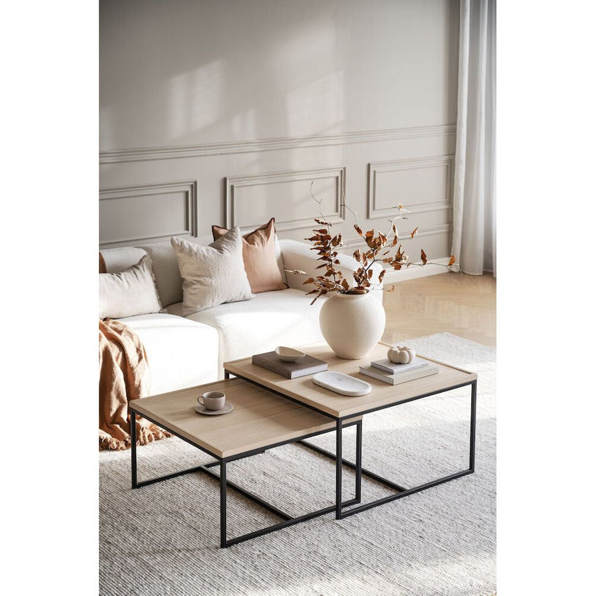DEERFIELD Couchtisch Weiß pigmentiert/Schwarz 70x70x40cm - ZEN ZONE