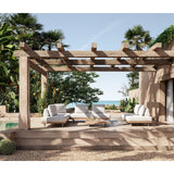 2-Sitzer Gartensofa Emilio aus Teakholz mit muschelfarbenen Kissen aus Outdoor-Stoff, 190x95x69 cm - ZEN ZONE Furniture