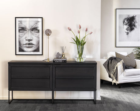 EVERETT Sideboard Schwarz 160x41x75cm - ZEN ZONE Furniture