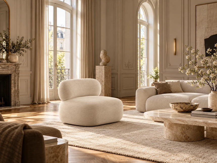 Poltrona girevole Amalfi in ciniglia, 84x91 cm