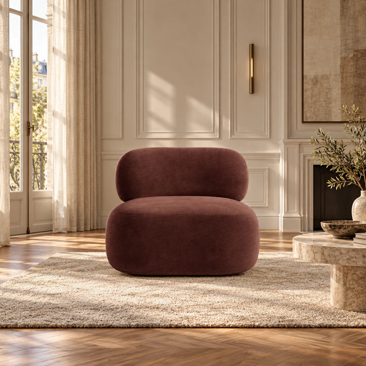 Poltrona girevole Amalfi in ciniglia, 84x91 cm