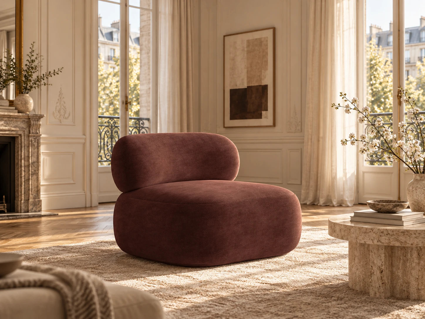 Poltrona girevole Amalfi in ciniglia, 84x91 cm