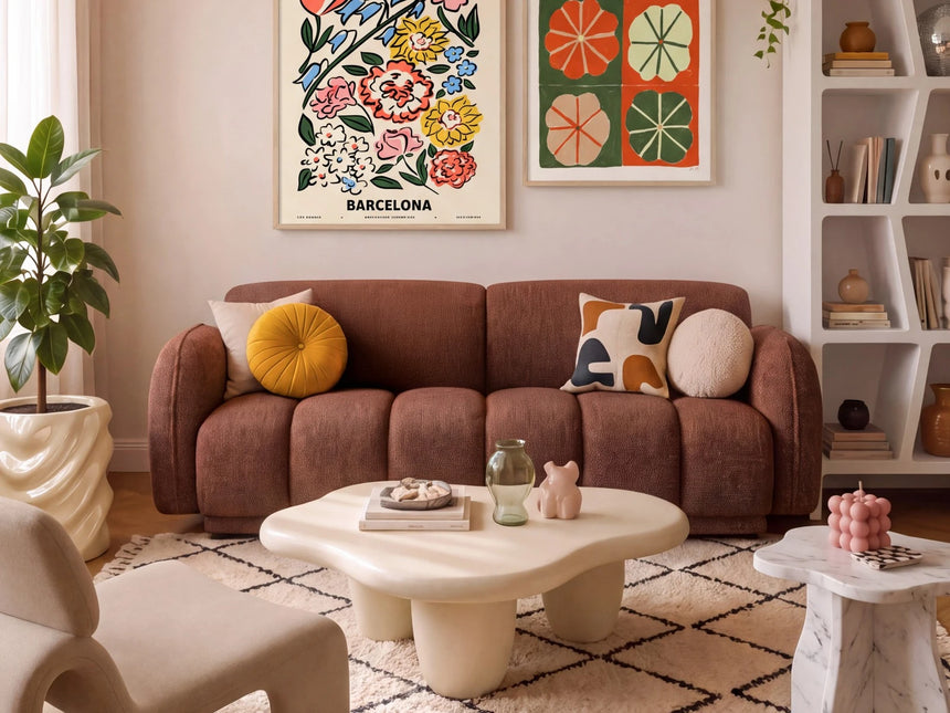 Treviso 3-Sitzer Ecksofa links aus Samt oder Boucle, 244x148 cm