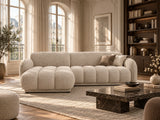 Canapé d'angle 3 places Treviso droit en velours ou bouclette, 244x148 cm