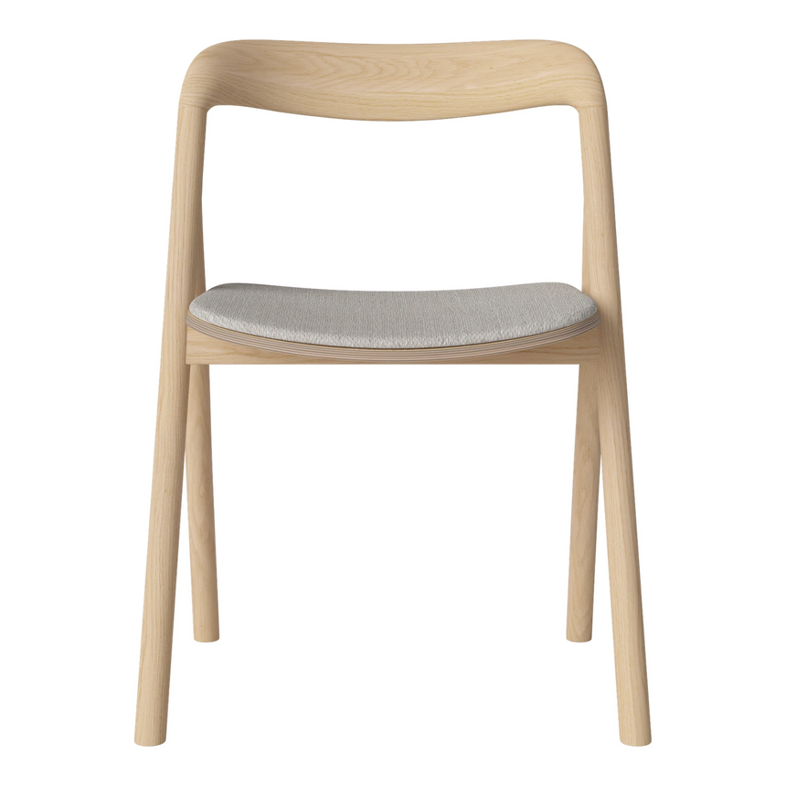 Fenri Gepolsterter Esstischstuhl aus Eiche weiß pigmentiert geölt, Memory - Bouclé und Textur, Grey white - ZEN ZONE Furniture