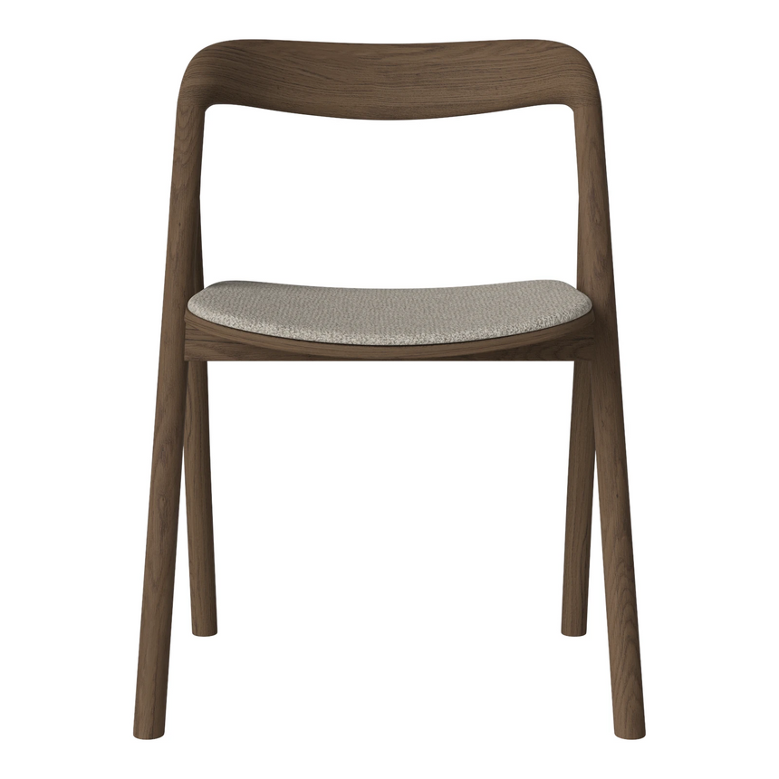 Fenri Gepolsterter Esstischstuhl aus Dunkel geölter Eiche, Monza - Bouclé und Textur, Sand - ZEN ZONE Furniture