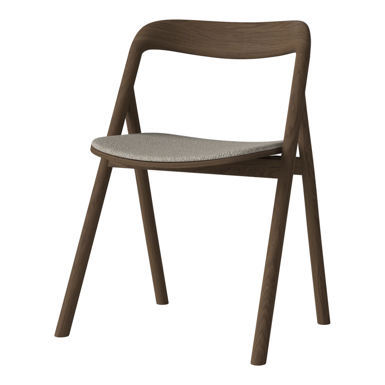 Fenri Gepolsterter Esstischstuhl aus Dunkel geölter Eiche, Monza - Bouclé und Textur, Sand - ZEN ZONE Furniture