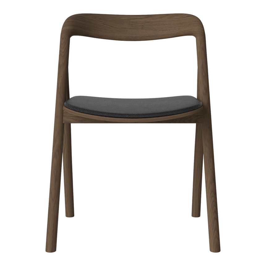 Fenri Gepolsterter Esstischstuhl aus Dunkel geölter Eiche, Quattro by Spoor - Leder, Black - ZEN ZONE Furniture