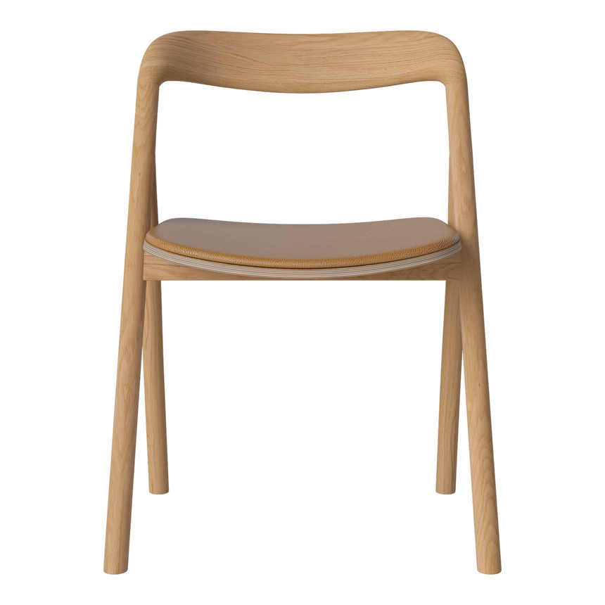 Fenri Gepolsterter Esstischstuhl aus geölter Eiche, Quattro by Spoor - Leder, Light Cognac - ZEN ZONE Furniture