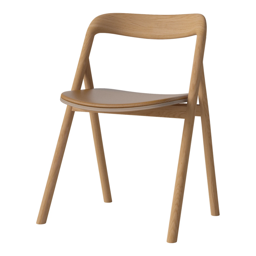 Fenri Gepolsterter Esstischstuhl aus geölter Eiche, Quattro by Spoor - Leder, Light Cognac - ZEN ZONE Furniture
