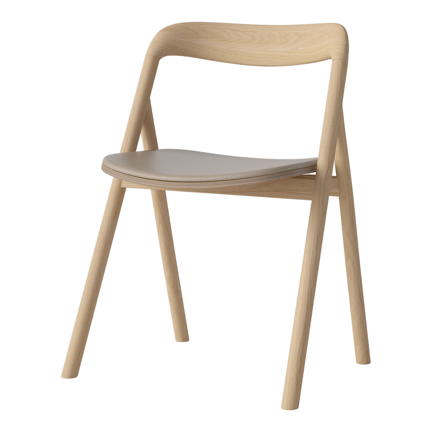 Fenri Gepolsterter Esstischstuhl aus Eiche weiß pigmentiert geölt, Quattro by Spoor - Leder, Sand - ZEN ZONE Furniture