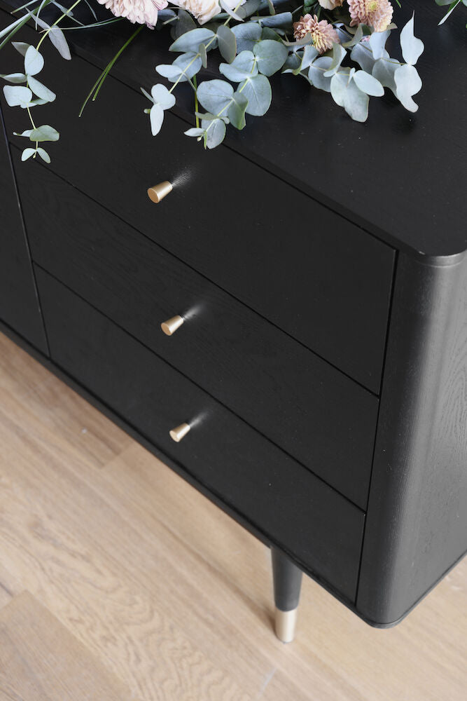 FENWOOD Sideboard Schwarz 160x42x79cm - ZEN ZONE Furniture