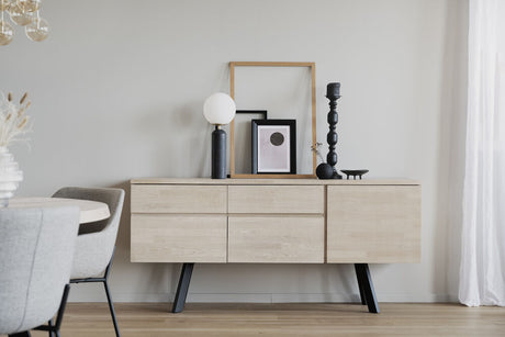 FRED Sideboard Weiß pigmentiert/Schwarz 170x42x79cm - ZEN ZONE Furniture