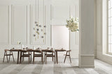Swing Esstischstuhl aus dunkel geölter Eiche – Gepolstert, Glattes Gewebe, Light beige - ZEN ZONE Furniture