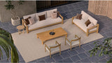 4-Sitzer Garten Sofa Camogli Teakholz in Natur, 276×92×66 cm - ZEN ZONE Furniture