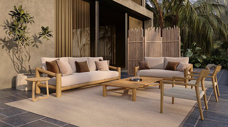 Garten Couchtisch Camogli aus Teakholz in Natur, 180×90×30 cm - ZEN ZONE Furniture