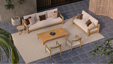 Garten Couchtisch Camogli aus Teakholz in Natur, 180×90×30 cm - ZEN ZONE Furniture