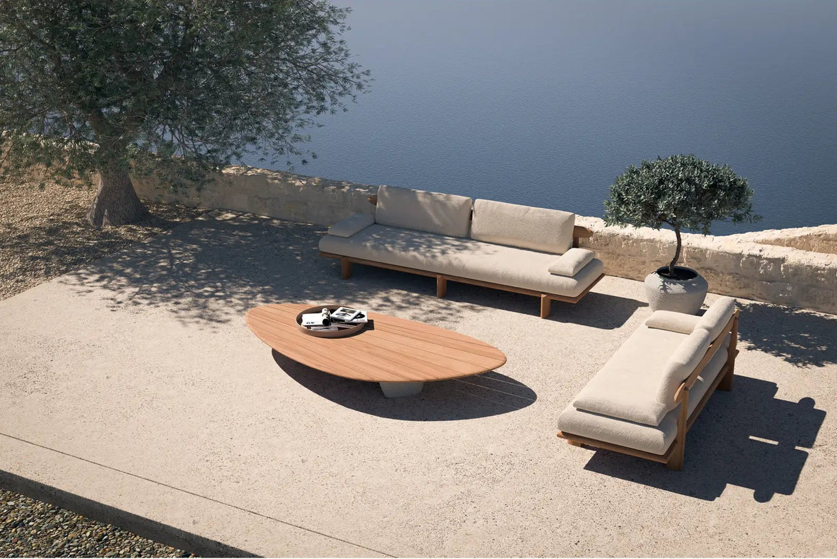 Canapé de jardin 2 places Livourne en bois de teck, 218 x 92 x 72 cm