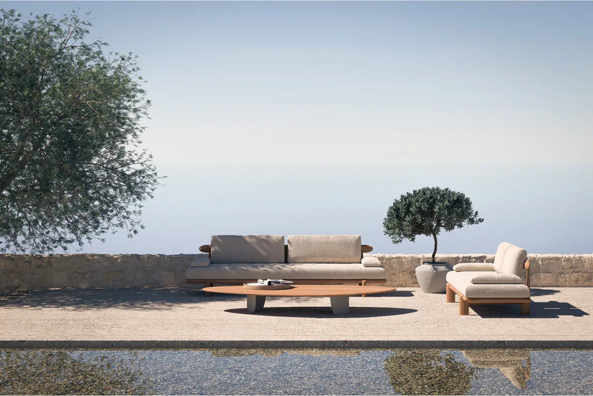 2-Sitzer Garten Sofa Lounge Livorno aus Teakholz, 218x92×72 cm