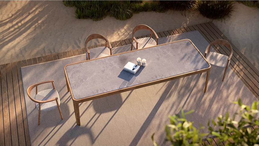 Positano Gartentisch aus Teakholz mit Keramikplatte, 300×110×75 cm - ZEN ZONE Furniture