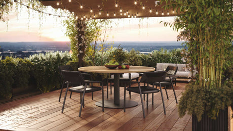 Granelli Gartenstuhl mit Armlehnen aus Aluminium und Geflecht Schwarz - ZEN ZONE Furniture