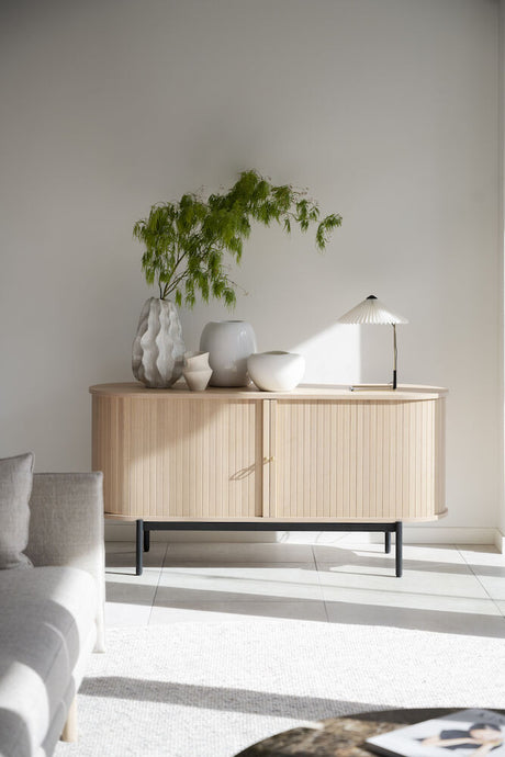 HADDINGTON Sideboard Weiß pigmentiert/Schwarz 142x45x71cm - ZEN ZONE Furniture