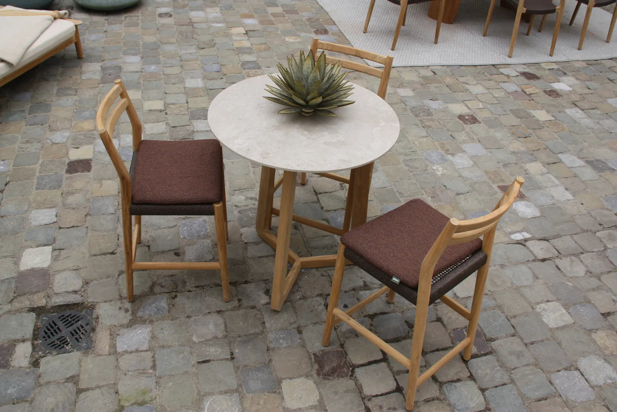 Atrani Bartisch aus Teakholz mit Keramikplatte Tresenhöhe 80x80 cm - ZEN ZONE Furniture