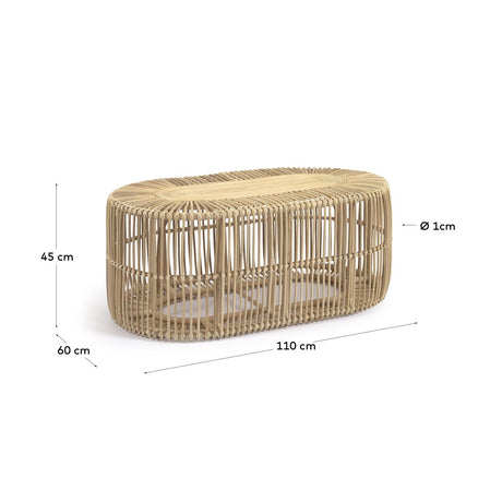 Lael Couchtisch aus Rattan mit natürlichem Finish Ø 110 x 60 cm - ZEN ZONE