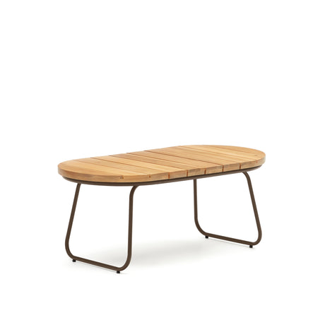 Salguer Couchtisch outdoor massives Akazienholz Seil in Braun Ø 100 x 50 cm FSC 100% - ZEN ZONE Furniture